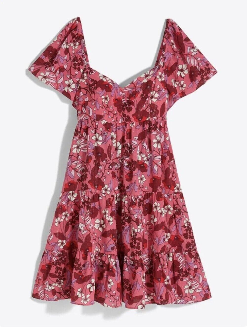 Draper James Emily Raspberry Pink Floral Babydoll Mini Dress Size 4 Pockets BNWT